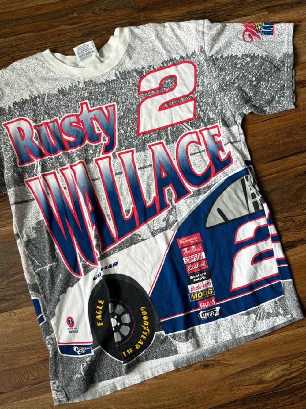 Chase Authentics Rusty Wallace AOP SZ XL NASCAR Red, Blue, White Graphic Tee - Picture 2 of 8